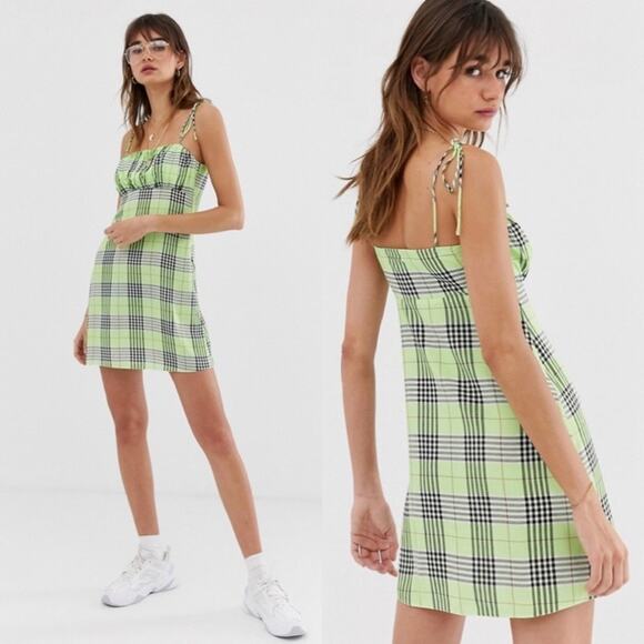 Reclaimed Vintage inspired cami mini dress in check print size 10 - Picture 1 of 10